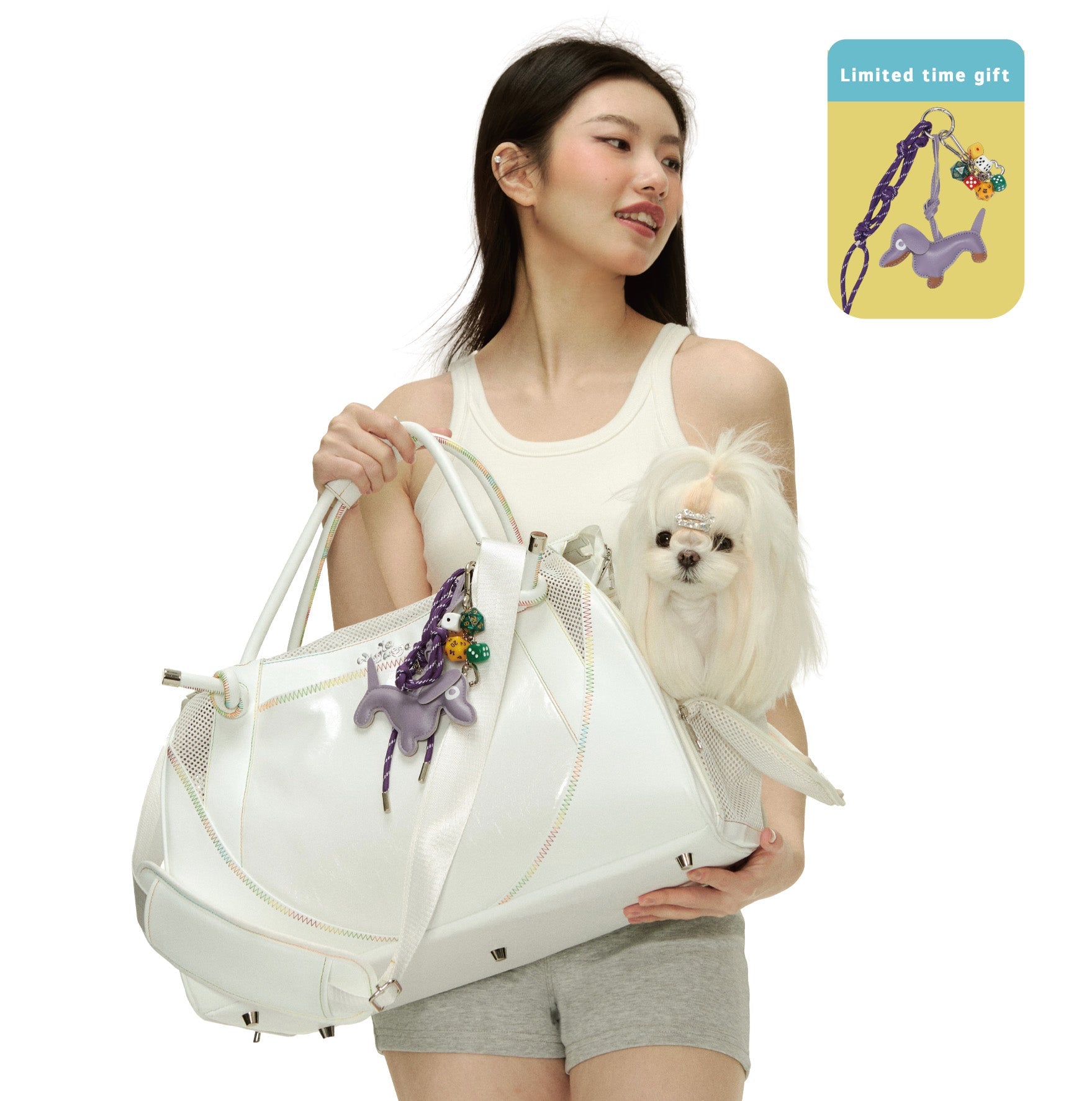 PawsCube Luxury Vegan Leather Pet Carrier – Removable Orthopedic Pad, Adjustable Straps & PVC Support